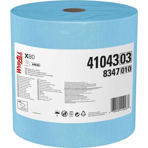 Power Clean X80 Heavy Duty Cloths, Jumbo Roll, 12.4 x 12.2, Blue, 475/Roll